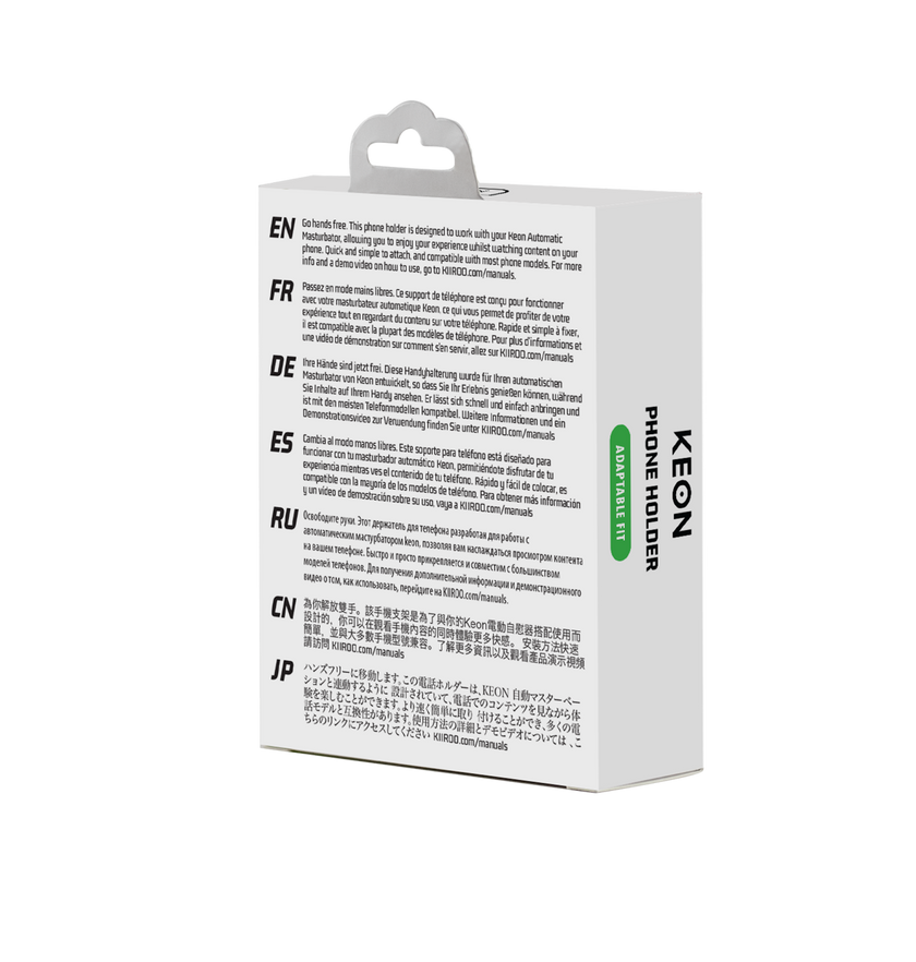 keon phone holder back of the box